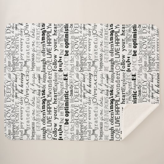 Schwarz-weiße Inspirationswörter Sherpadecke (Vorderseite (Horizontal))