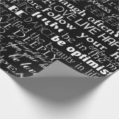 Schwarz-weiße inspirierende Wörter Geschenkpapier (Ecke)
