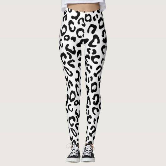 Schwarz-weiße Jaguar Leggins (Vorderseite)