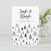 Schwarz-weiße Jingle und Mingle-Holiday Party Einladung (Stehend Vorderseite)