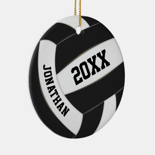 Schwarz-weiße Jungs, die Volleyball spielen Keramik Ornament (Rechts)