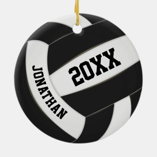 Schwarz-weiße Jungs, die Volleyball spielen Keramik Ornament (Hinten)