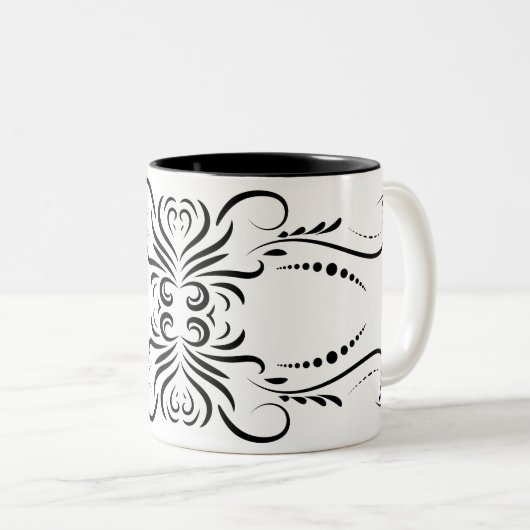 Schwarz-weiße Kaffeebeutel Zweifarbige Tasse (VorderseiteRechts)