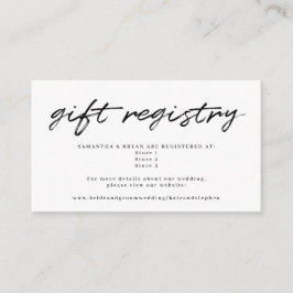 Schwarz-weiße Kalligrafie-Geschenkregister Begleitkarte