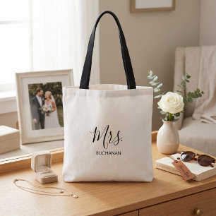 Schwarz-weiße Kalligrafie Minimalistische Brautpar Tasche
