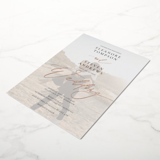 Schwarz-weiße Kalligraphie 2 Foto Minimalistische Folieneinladung (Gedreht)