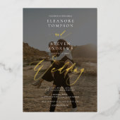 Schwarz-weiße Kalligraphie 2 Foto Minimalistische  Folieneinladung (Vorderseite)