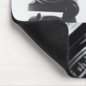 Schwarz-weiße Kameraphotographietypographie Mousepad (Ecke)