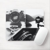 Schwarz-weiße Kameraphotographietypographie Mousepad (Mit Mouse)