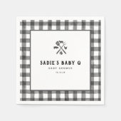 Schwarz-weiße Karierte Gingham Baby Q Baby Dusche Serviette (Vorderseite)