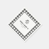 Schwarz-weiße Karierte Gingham Baby Q Baby Dusche Serviette (Ecke)