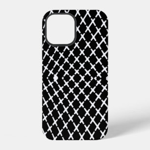 Schwarz-weiße karierte Illustration iPhone 12 Hülle