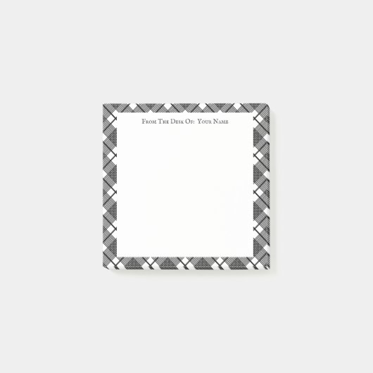 Schwarz-weiße Karierte Muster bearbeitbare Sticks Post-it Klebezettel (Vorderseite)