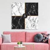 Schwarz-weiße Karo-Canvas drucken mit Ihrem Buchst Leinwanddruck (Insitu (Wohnzimmer))
