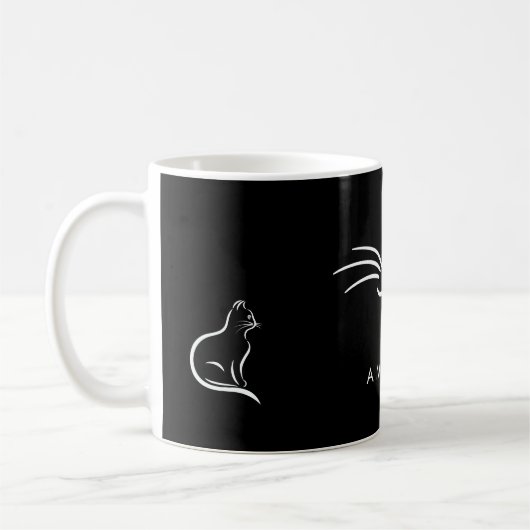 Schwarz-weiße Katze Einfach Minimalistisch persona Kaffeetasse (Links)