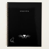 Schwarz-weiße Katze Einfach Minimalistisch persona Planer (Vorderseite)
