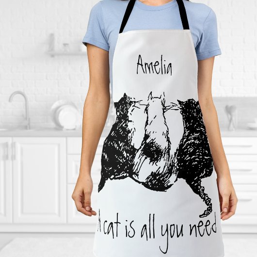 Schwarz-weiße Katzen "Eine Katze ist alles, was Si Schürze
