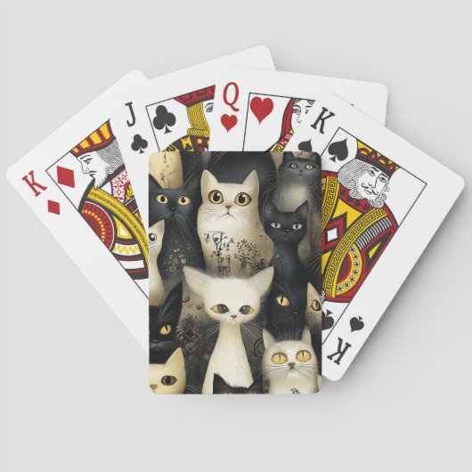 schwarz-weiße Katzen Spielkarten (Rückseite)