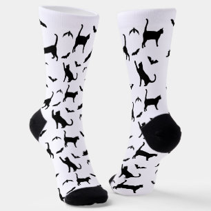 Schwarz-Weiße Katzen Und Fledermäuse Muster Hallow Socken