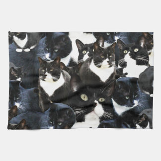 Schwarz-weiße Katzen-Verrücktheit Küchentuch