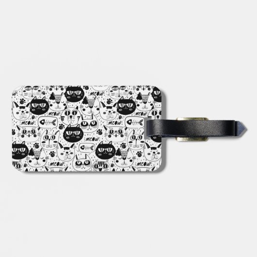 Schwarz-weiße Katzen zeigen Muster Gepäckanhänger (Rückseite horizontal)