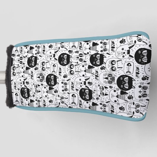 Schwarz-weiße Katzen zeigen Muster Golf Headcover (Vorderseite)
