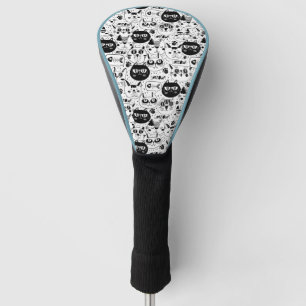 Schwarz-weiße Katzen zeigen Muster Golf Headcover