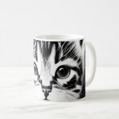Schwarz-weiße Katzengesänge Kaffeetasse (VorderseiteRechts)
