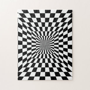 Schwarz-weiße Kegelbahn  Optische Illusion Puzzle