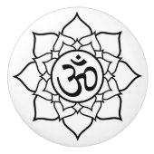 Schwarz-weiße Keramik am Namaste Round Door Knock  Keramikknauf (Vorderseite)