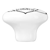 Schwarz-weiße Keramik am Namaste Round Door Knock  Keramikknauf (Seitenansicht)