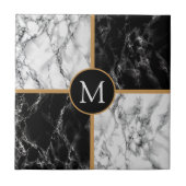 Schwarz-weiße Keramik Personalisiert Fliese (Vorderseite)