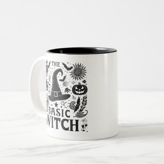 Schwarz-weiße Kernpumpen Halloween-Hexe Zweifarbige Tasse (Vorderseite Links)