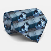 Schwarz + Weiße Kitte Krawatte (Gerollt)