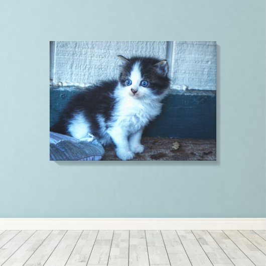 Schwarz + Weiße Kitte Leinwanddruck (Insitu (Holzboden))