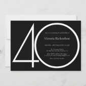 Schwarz-weiße Klasse Moderne Minimalistisch 40. Ge Einladung (Vorderseite)