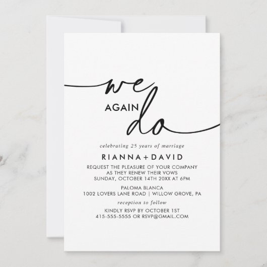 Schwarz-weiße Klassik machen wir wieder neu Einladung (Vorderseite)