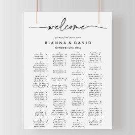 Schwarz-weiße Klassische Alphabetische Sitzkarte Poster