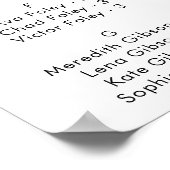 Schwarz-weiße Klassische Alphabetische Sitzkarte Poster (Ecke)