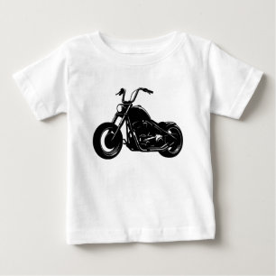 Schwarz-weiße klassische Cruiser-Motorrad-Vektor-K Baby T-shirt