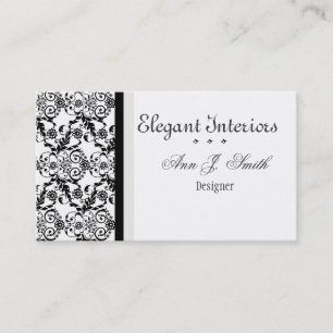 Schwarz Weiße Klassische Elegante Damast Blumen Visitenkarte