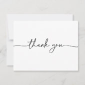 Schwarz-weiße klassische Flachhochzeit Dankeskarte (Vorderseite)