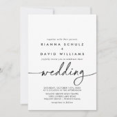 Schwarz-weiße klassische Front & Back Wedding Einladung (Vorderseite)