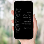 Schwarz-weiße klassische Hochzeit mit Blumen Einladung