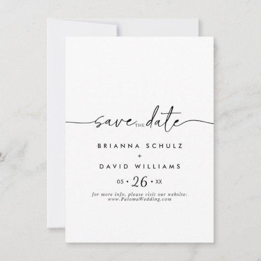 Schwarz-weiße klassische Hochzeit speichert das Da Save The Date (Vorderseite)