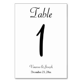 Schwarz-weiße klassische Hochzeit Tischnummer