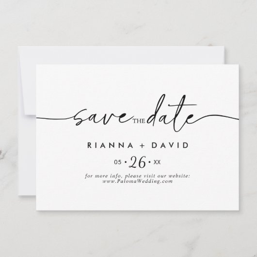 Schwarz-weiße klassische horizontale Hochzeit Save The Date (Vorderseite)