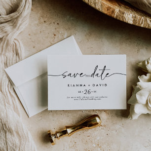 Schwarz-weiße klassische horizontale Hochzeit Save The Date