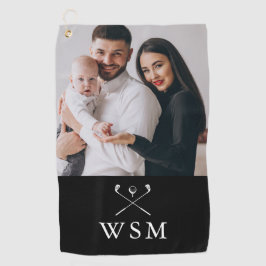 Schwarz-weiße klassische Monogramm-Foto-Golfschläg Golfhandtuch