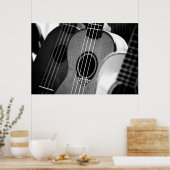 Schwarz-weiße klassische spanische Gitarre Poster (Küche)